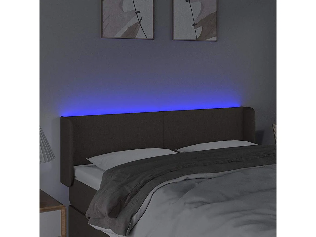Testiera a LED Tortora 147x16x78/88 cm in Tessuto