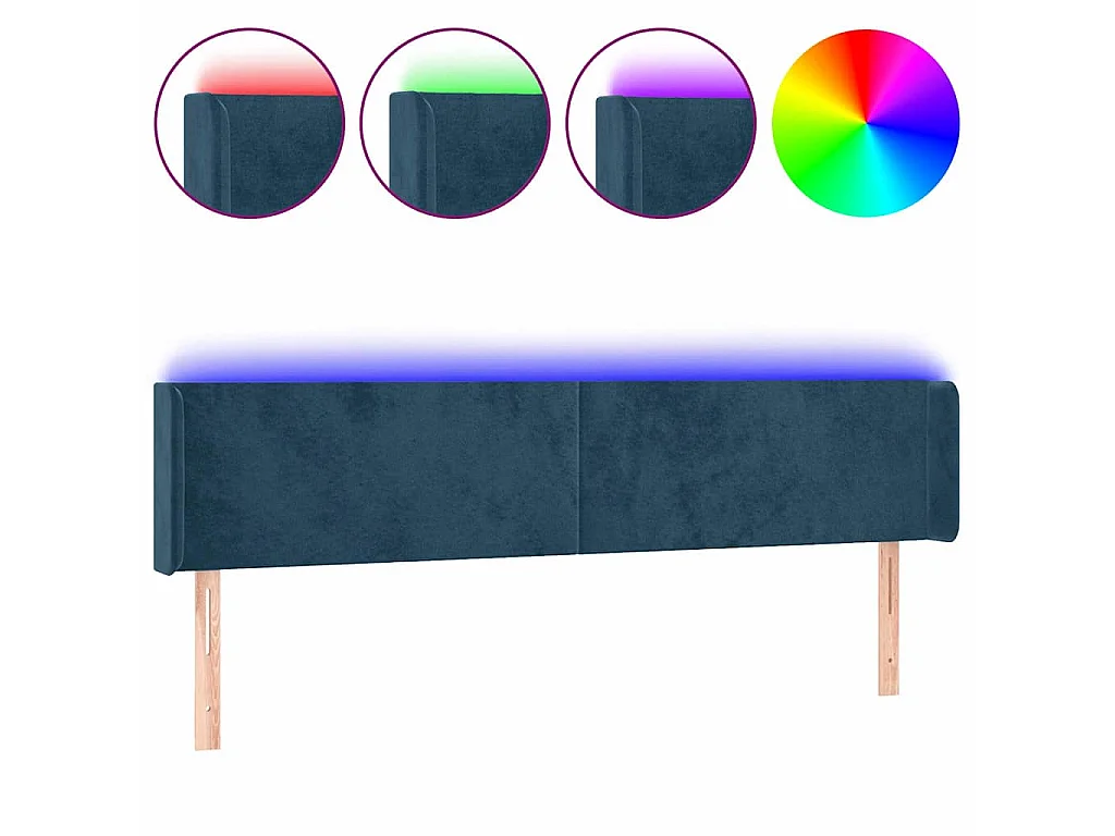 Hoofdbord LED 183x16x78/88 cm fluweel donkerblauw