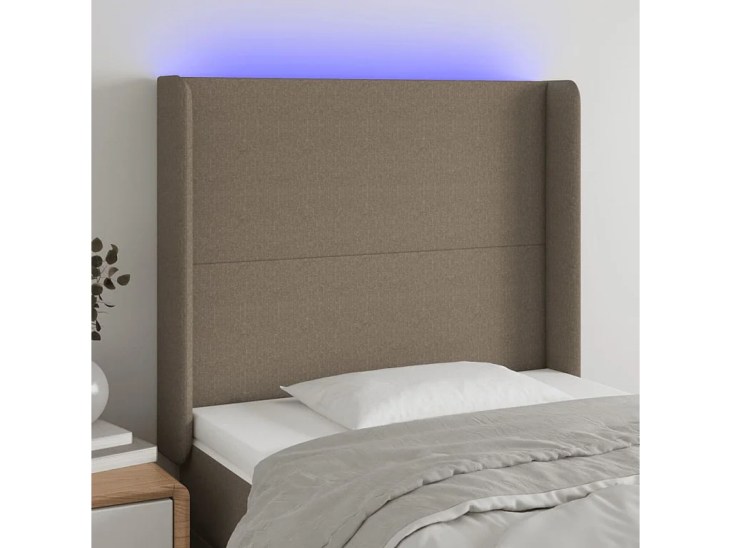 Tête de lit à LED Taupe 103x16x118/128 cm Tissu