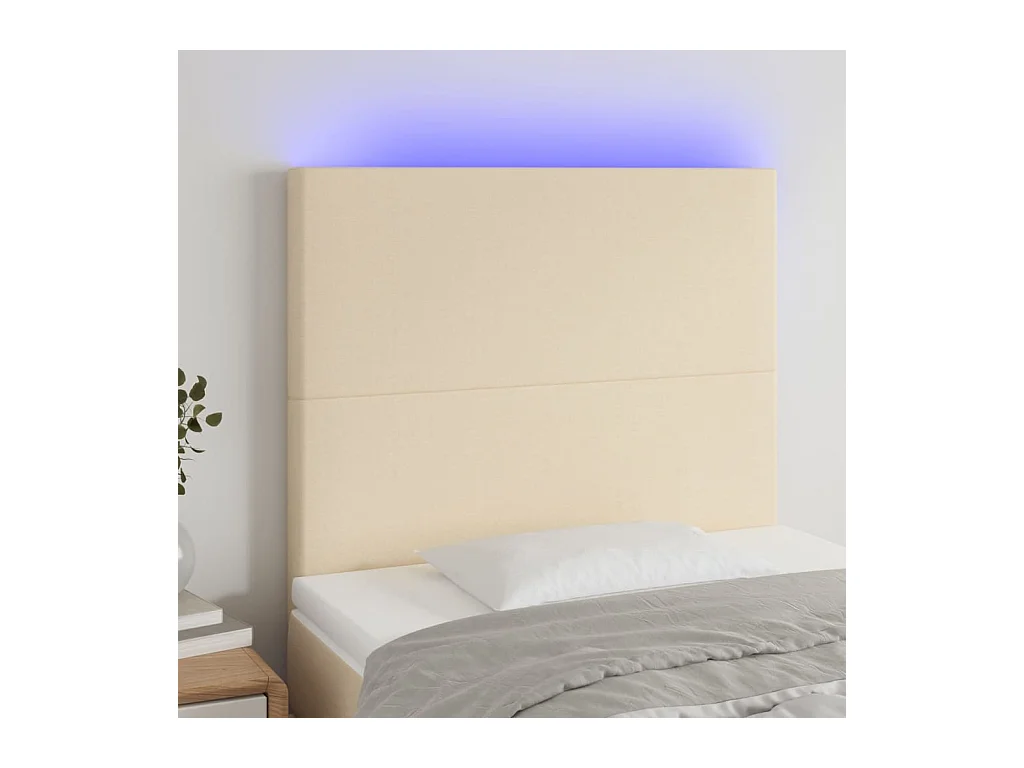 Tête de lit à LED Crème 100x5x118/128 cm Tissu