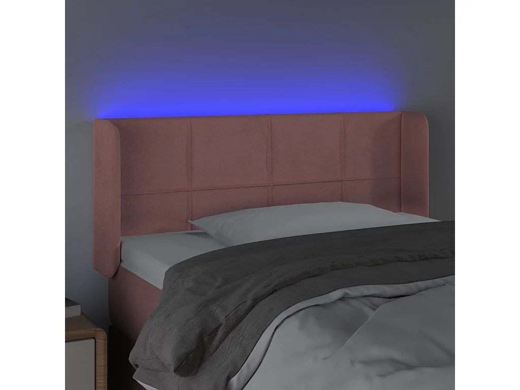 Testiera a LED Rosa 103x16x78/88 cm in Velluto
