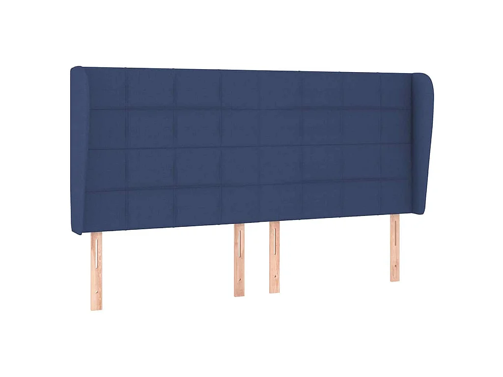 Cabeceira de cama c/ abas tecido 203x23x118/128 cm azul