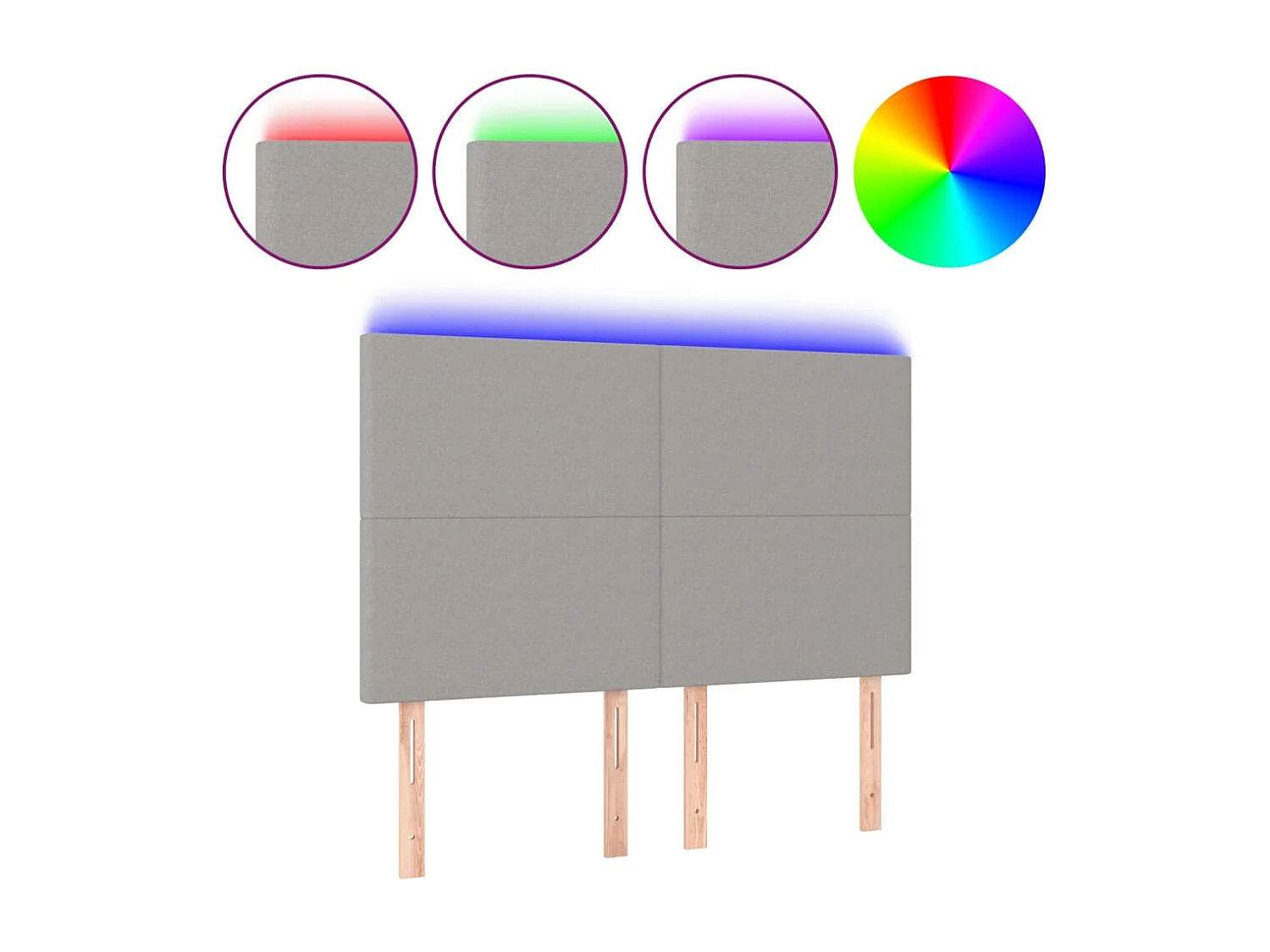 Tête de lit à LED Gris clair 144x5x118/128 cm Tissu