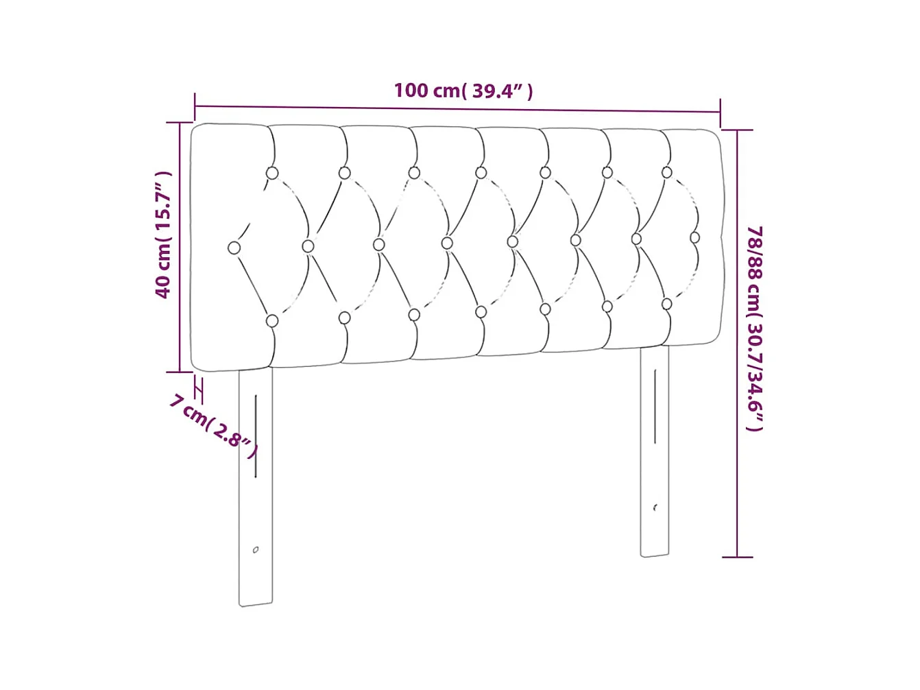 Tête de lit Crème 100x7x78/88 cm Tissu