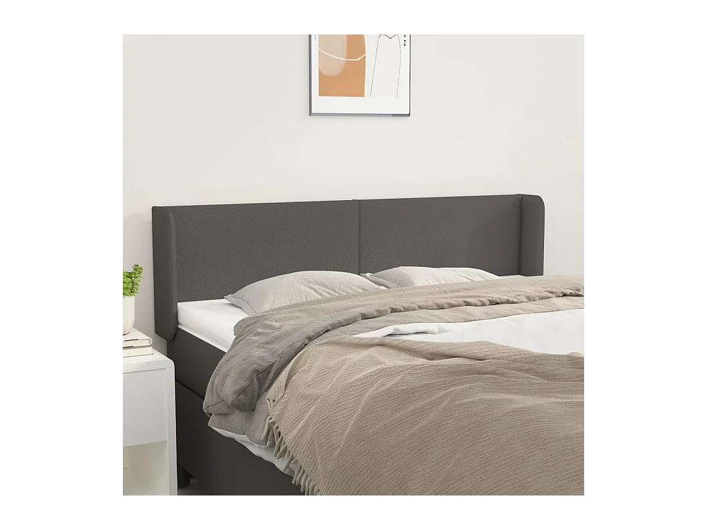 Testiera ad Orecchio Grigio 147x16x78/88 cm in Similpelle