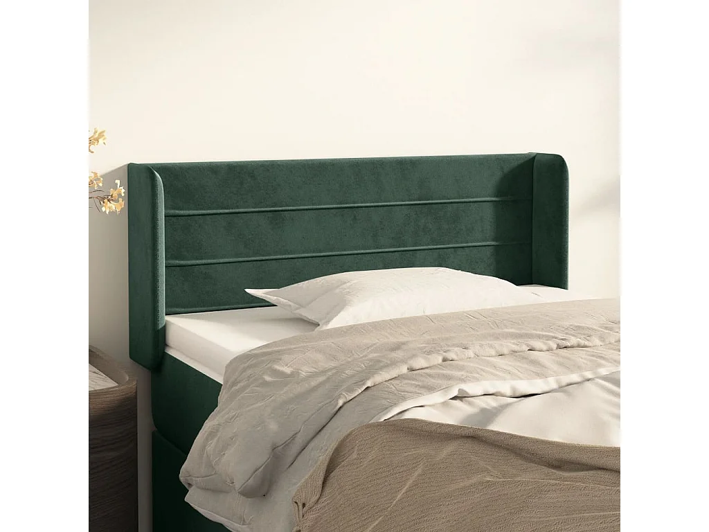 Hoofdbord met randen 93x16x78/88 cm fluweel donkergroen