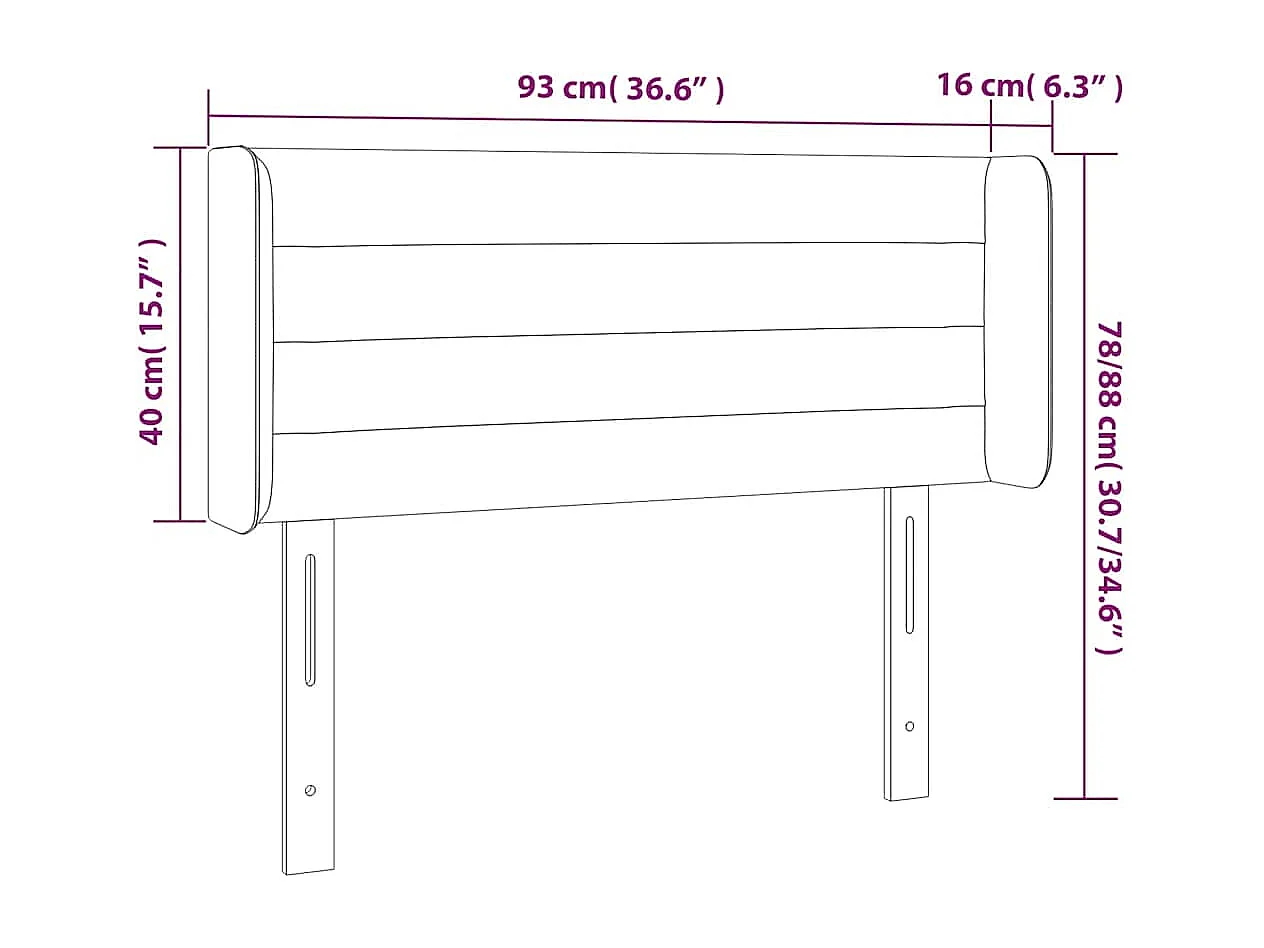 Hoofdbord met randen 93x16x78/88 cm fluweel donkergroen
