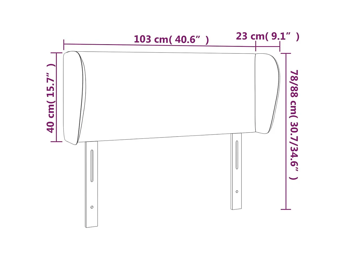 Hoofdbord met randen 103x23x78/88 cm fluweel roze