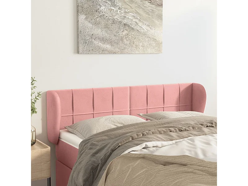 Kopfteil mit Ohren Rosa 147x23x78/88 cm Samt