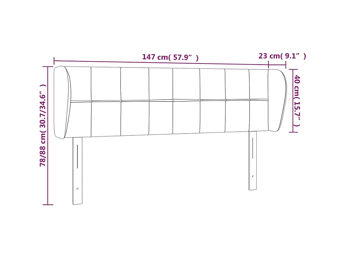 Testiera ad Orecchio Rosa 147x23x78/88 cm in Velluto