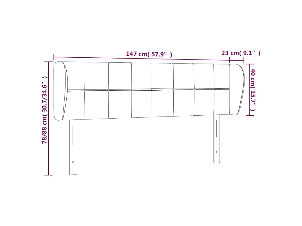 Tête de lit avec oreilles Rose 147x23x78/88 cm Velours