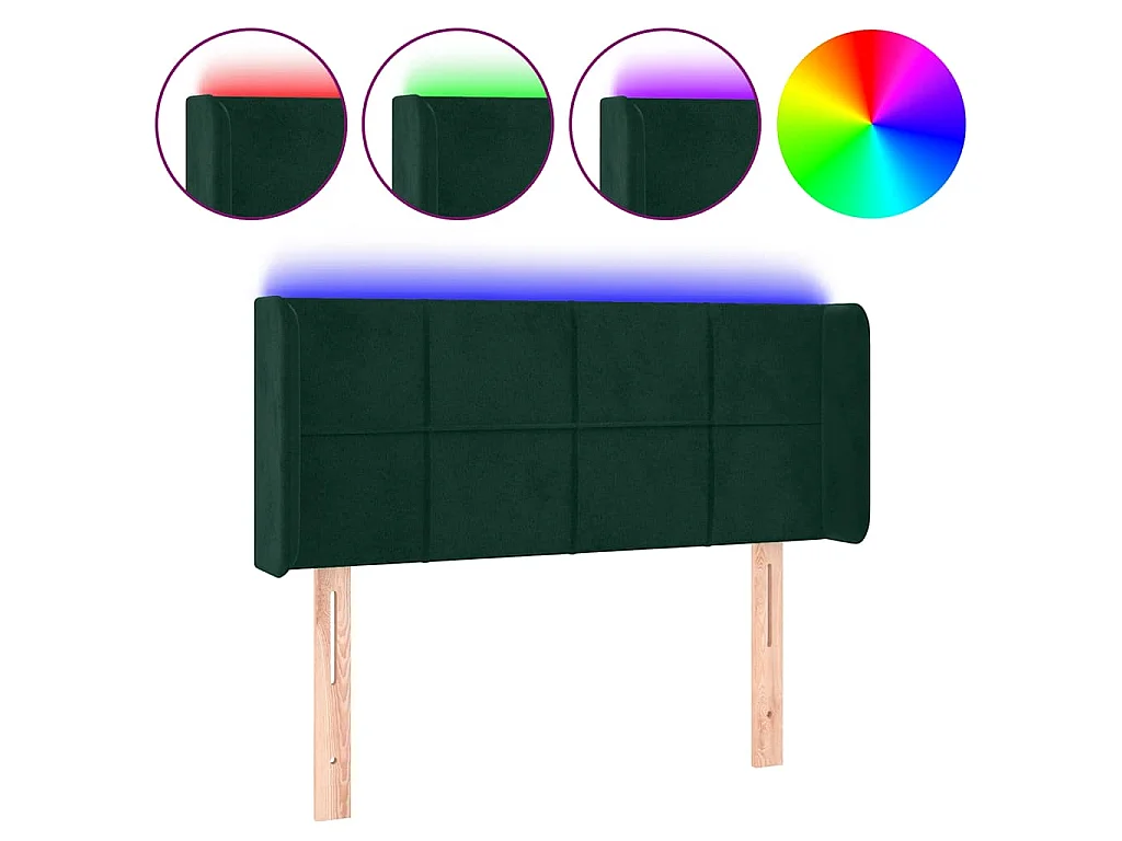 LED Kopfteil Dunkelgrün 93x16x78/88 cm Samt