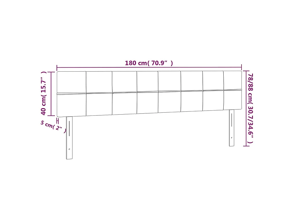 Tête de lit à LED Bleu 180x5x78/88 cm Tissu