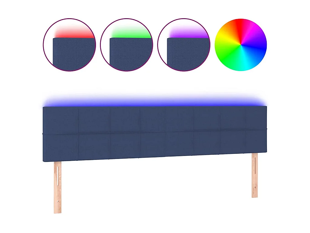 Hoofdbord LED 180x5x78/88 cm stof blauw