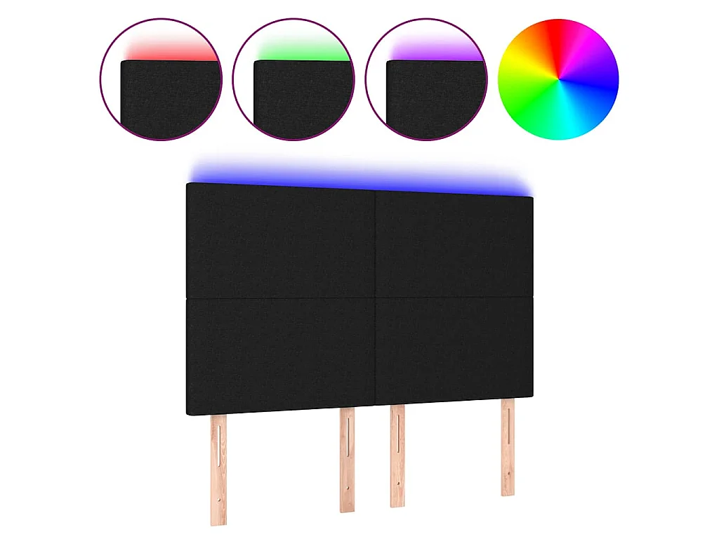 Hoofdbord LED 144x5x118/128 cm stof zwart