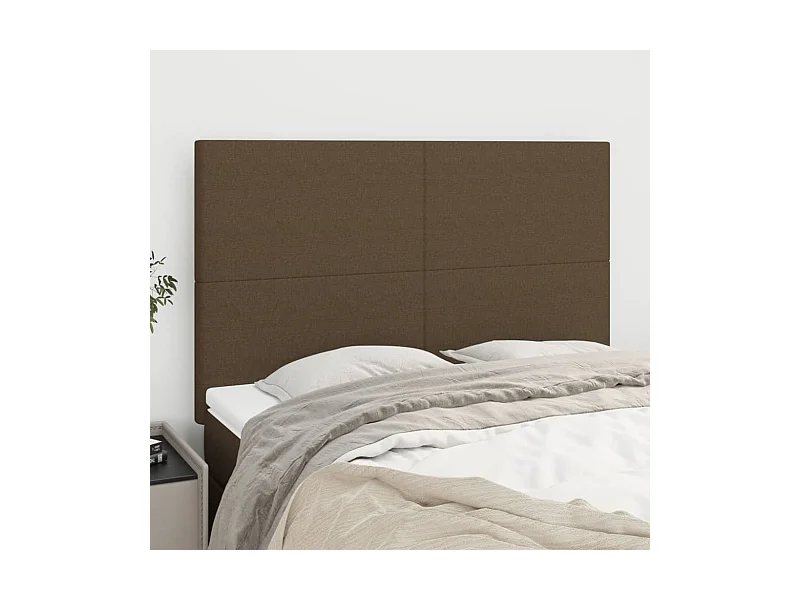Tête de lit Marron foncé 144 x 5 x 118/128 cm Tissu