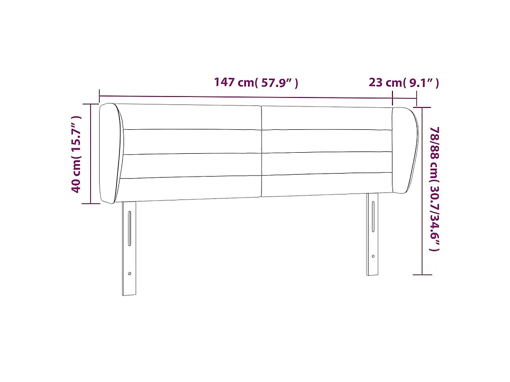 Tête de lit avec oreilles Rose 147x23x78/88 cm Velours