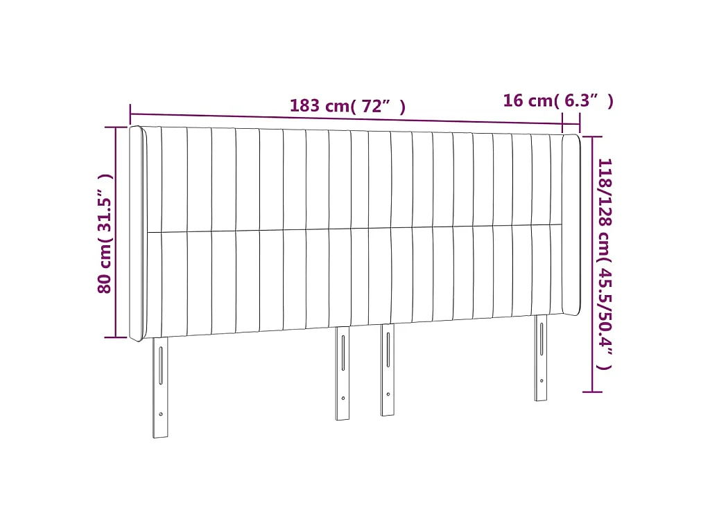 Tête de lit à LED Taupe 183x16x118/128 cm Tissu