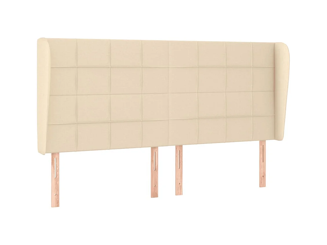 Hoofdbord met randen 183x23x118/128 cm stof crèmekleurig