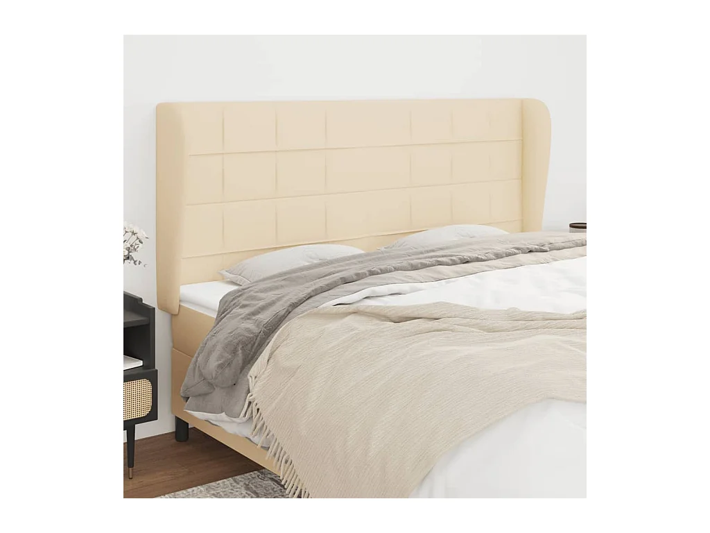 Tête de lit avec oreilles Crème 183x23x118/128 cm Tissu