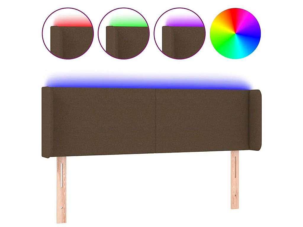 LED Kopfteil Dunkelbraun 147x16x78/88 cm Stoff