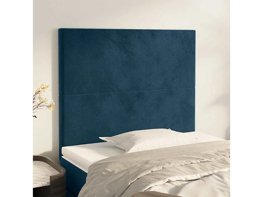 Tête de lit Bleu foncé 90x5x118/128 cm Velours