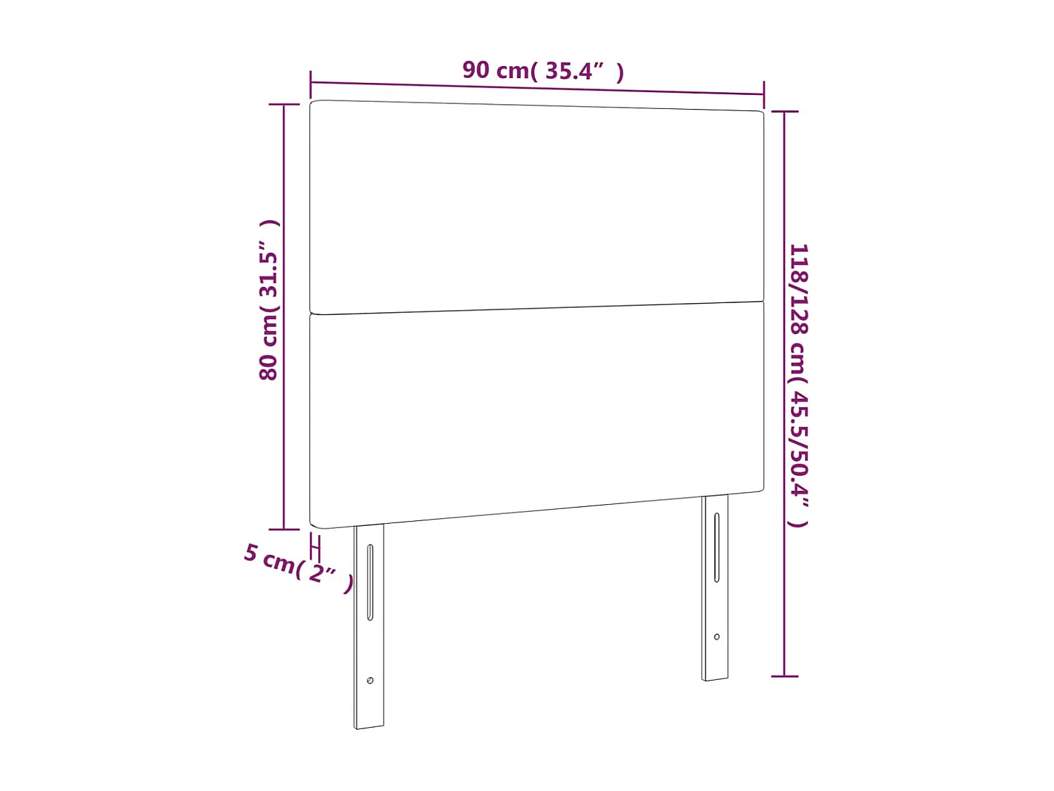 Tête de lit Bleu foncé 90x5x118/128 cm Velours