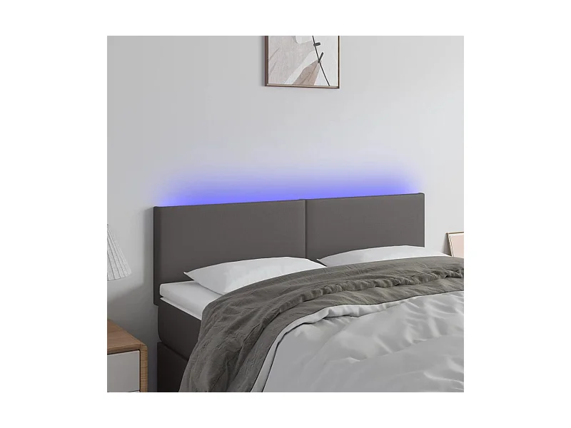 Testiera a LED Grigio 144x5x78/88 cm in Similpelle