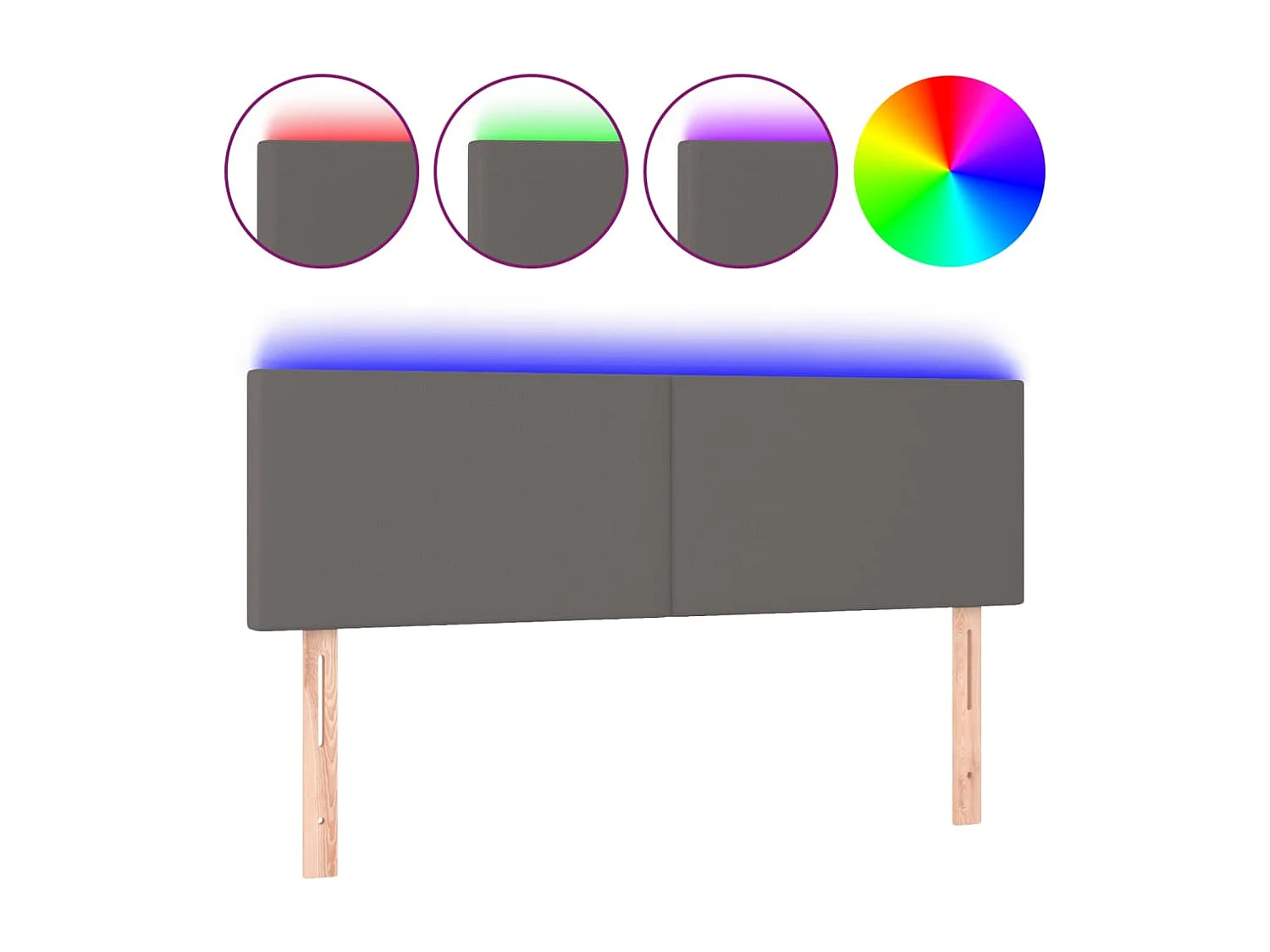 Hoofdbord LED 144x5x78/88 cm kunstleer grijs