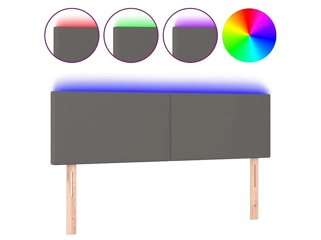 Cabeceira cama c/ LED 144x5x78/88cm couro artificial cinzento