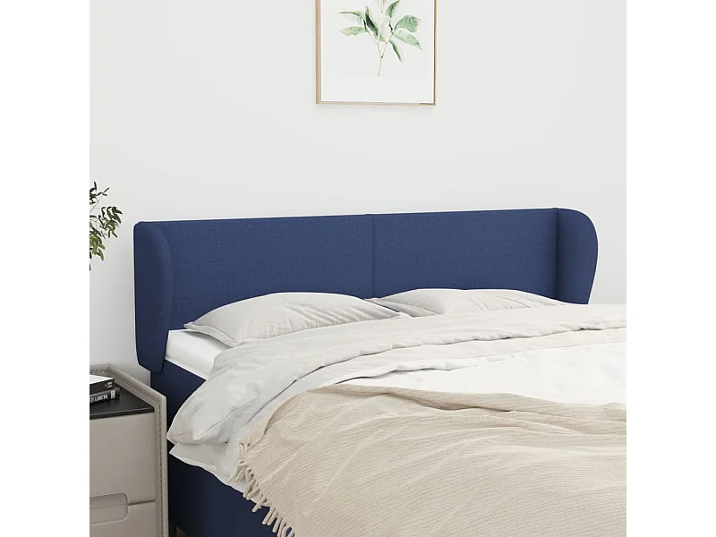 Tête de lit avec oreilles Bleu 147x23x78/88 cm Tissu