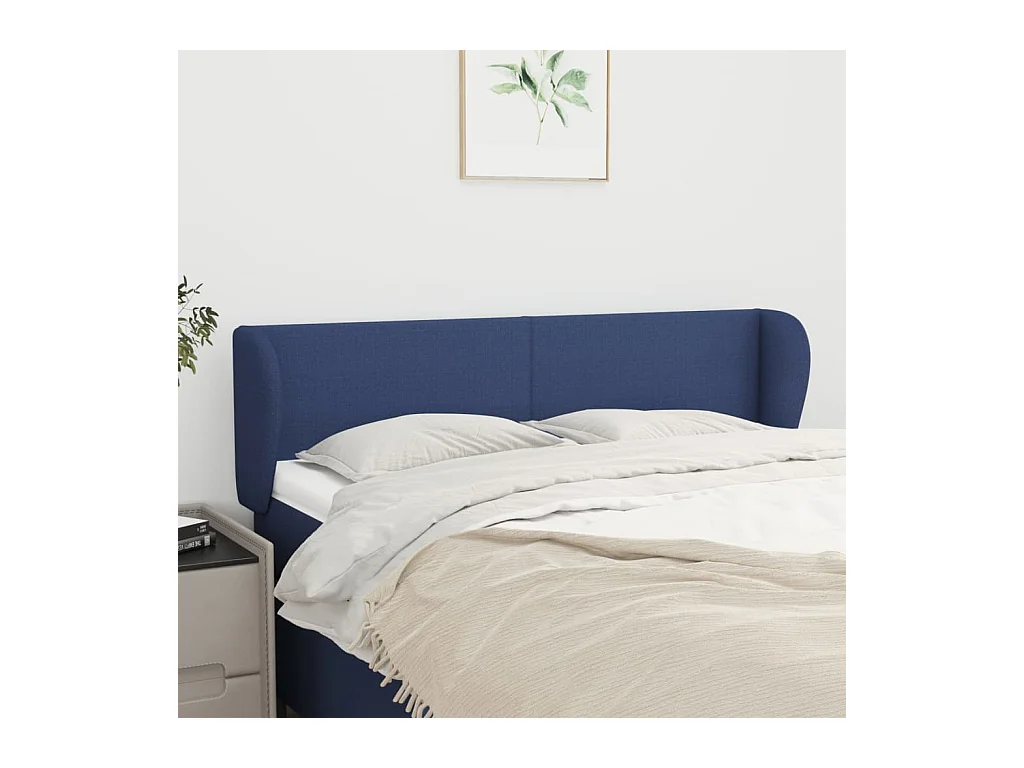 Hoofdbord met randen 147x23x78/88 cm stof blauw