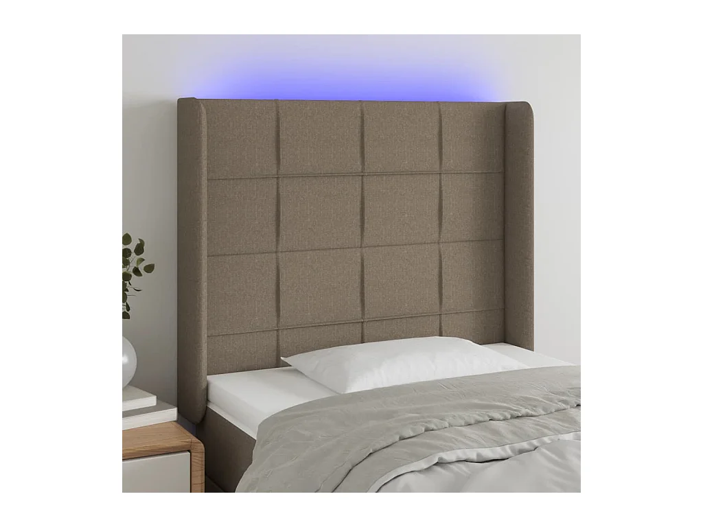 Tête de lit à LED Taupe 103x16x118/128 cm Tissu