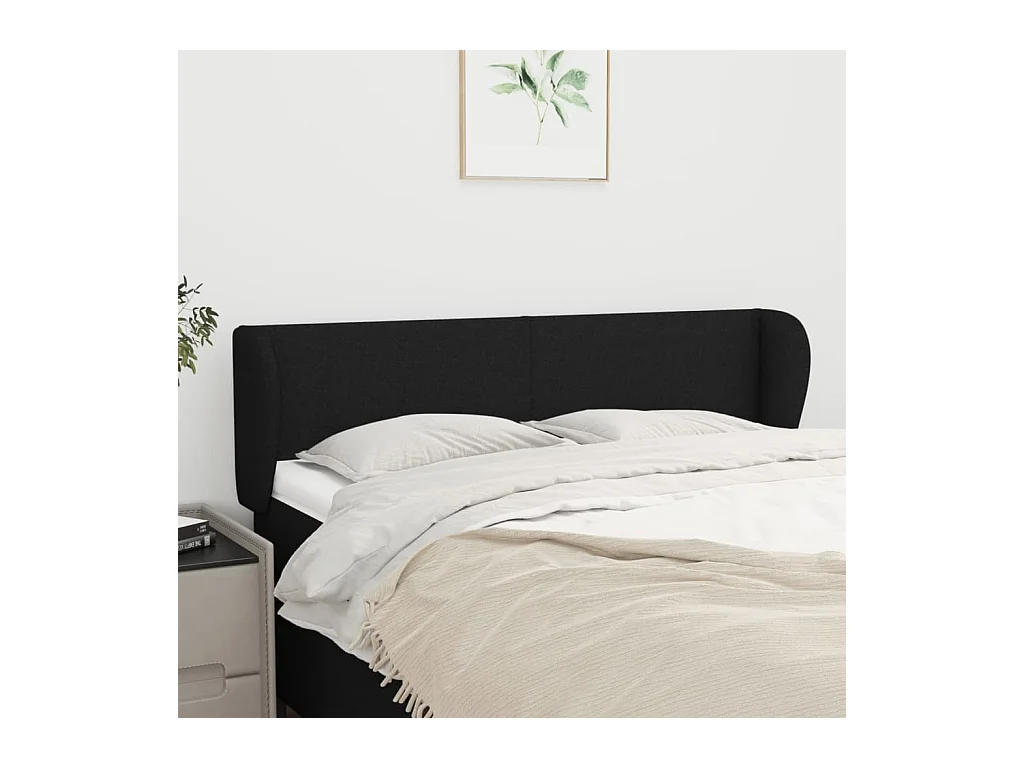 Tête de lit avec oreilles Noir 147x23x78/88 cm Tissu