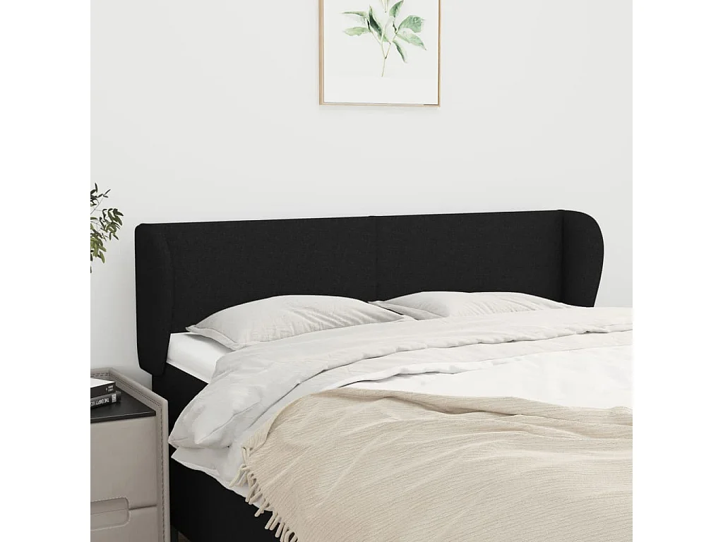 Hoofdbord met randen 147x23x78/88 cm stof zwart