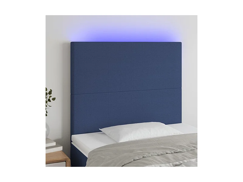 LED Kopfteil Blau 100x5x118/128 cm Stoff