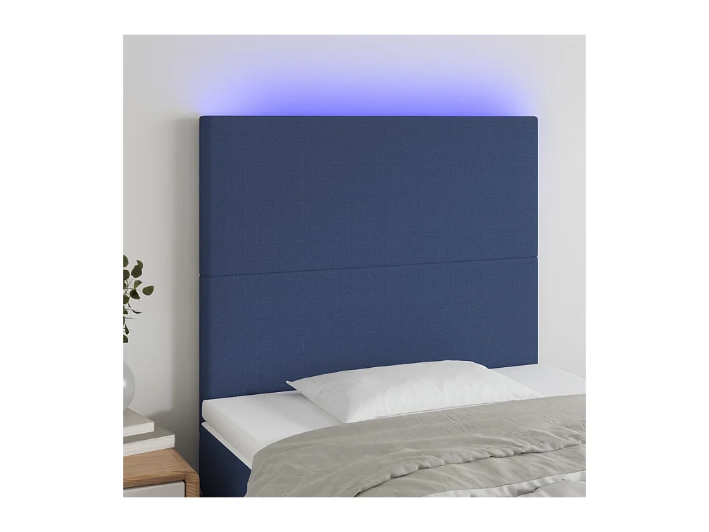 Tête de lit à LED Bleu 100x5x118/128 cm Tissu