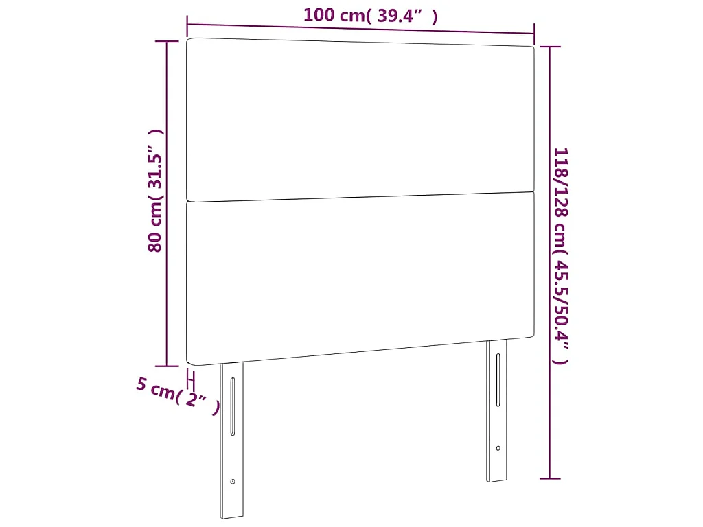 Cabecero con luces LED tela azul 100x5x118/128 cm