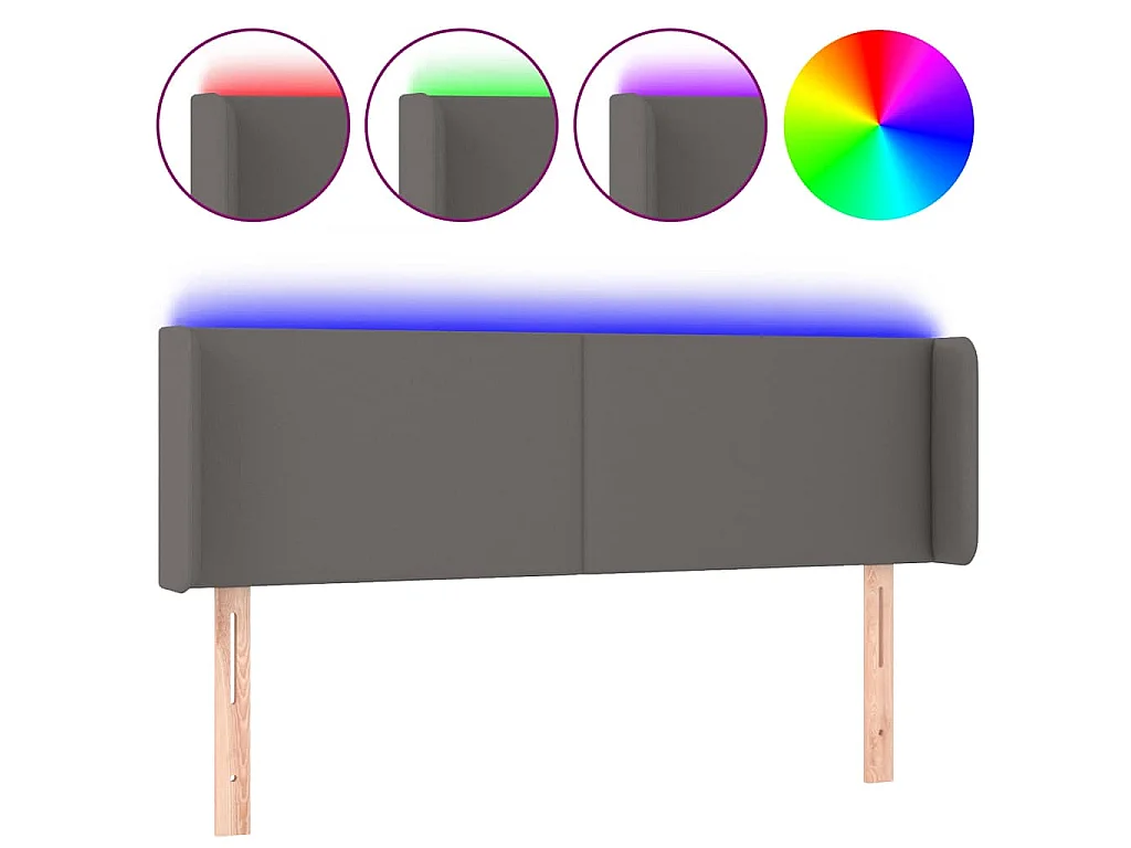 Testiera a LED Grigio 147x16x78/88 cm in Similpelle