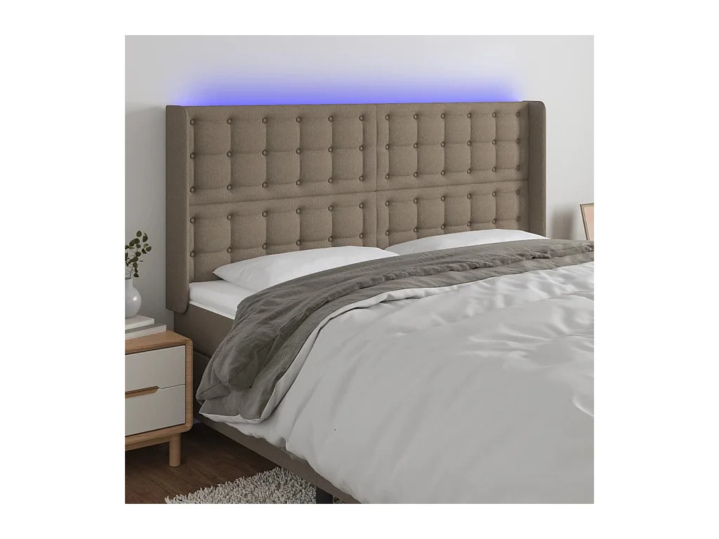 Tête de lit à LED Taupe 163x16x118/128 cm Tissu