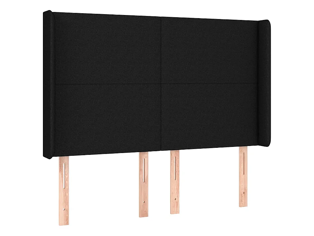 Tête de lit avec oreilles Noir 147x16x118/128 cm Tissu