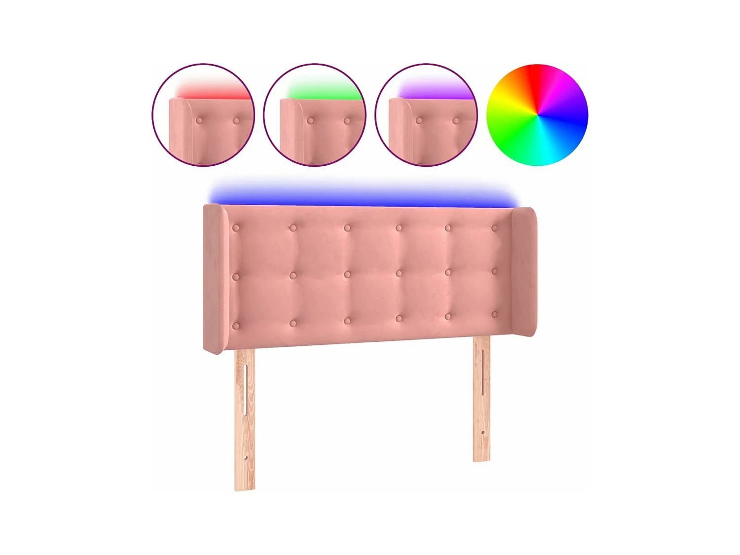 Hoofdbord LED 83x16x78/88 cm fluweel roze