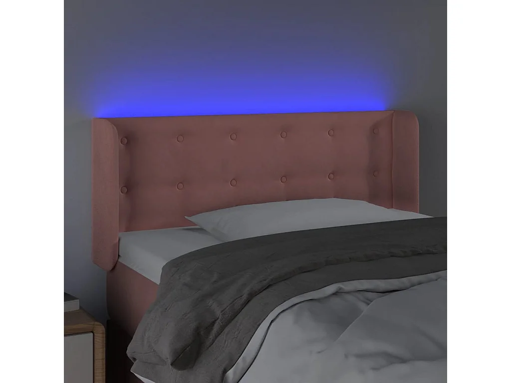 Hoofdbord LED 83x16x78/88 cm fluweel roze