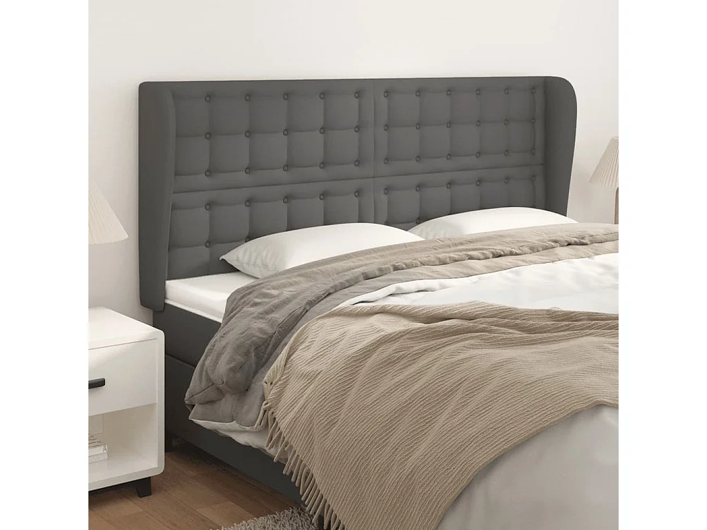 Testiera ad Orecchio Grigio 163x23x118/128cm in Similpelle