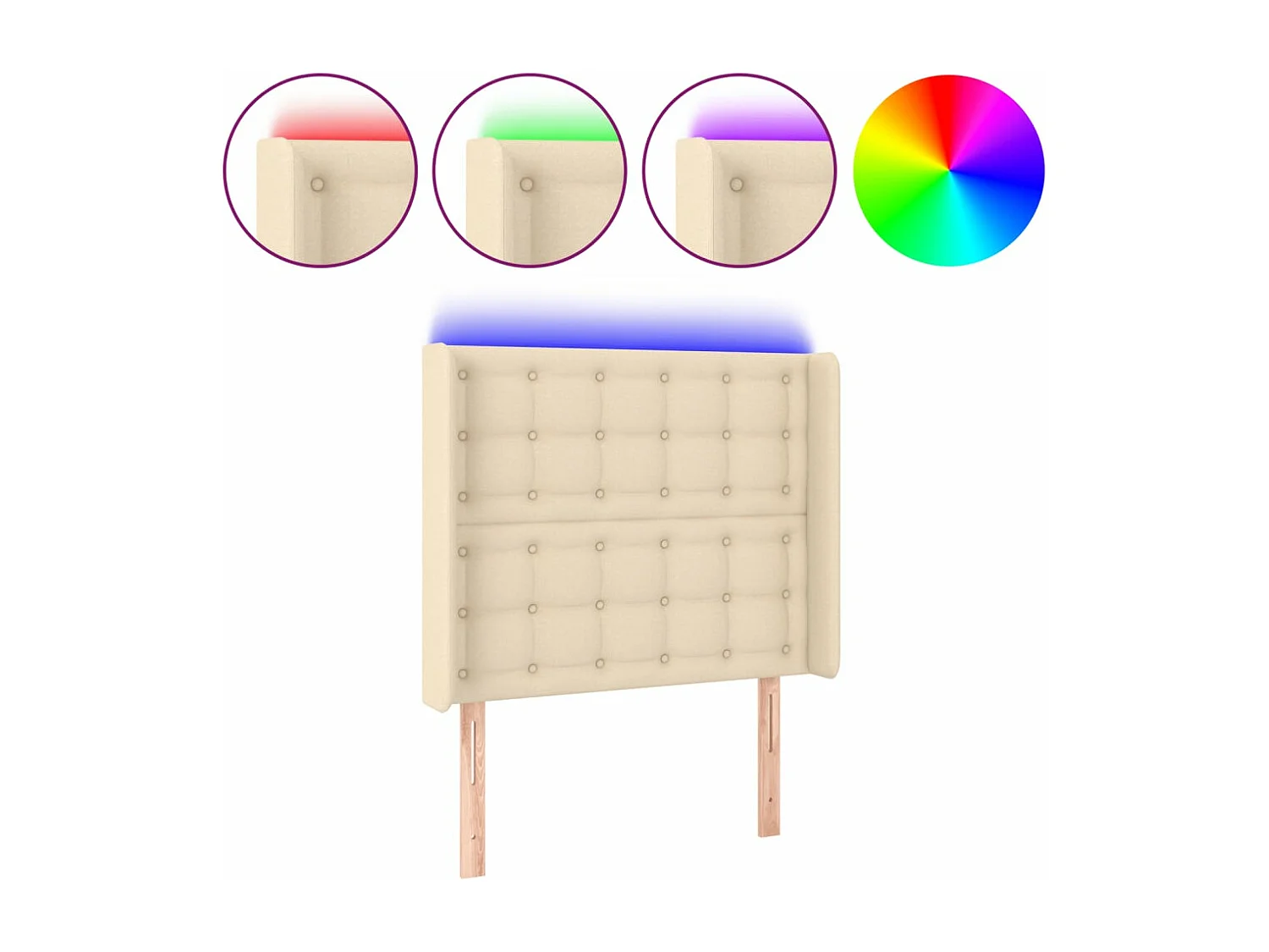 LED Kopfteil Creme 93x16x118/128 cm Stoff