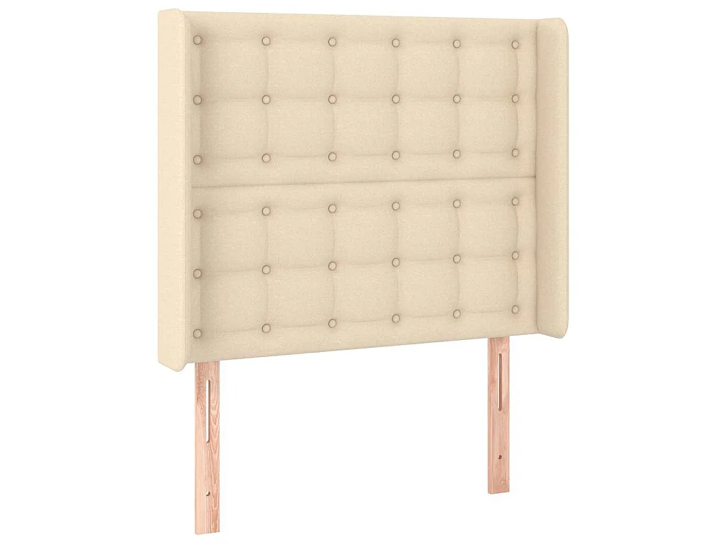 Hoofdbord LED 93x16x118/128 cm stof crèmekleurig