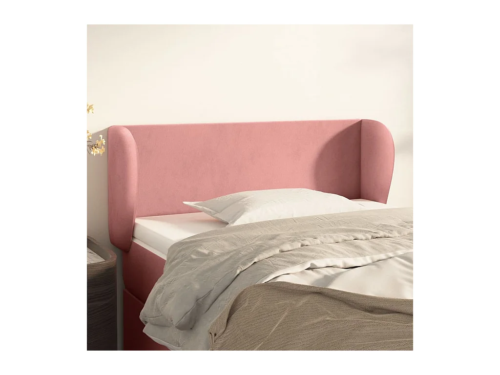 Tête de lit avec oreilles Rose 93x23x78/88 cm Velours