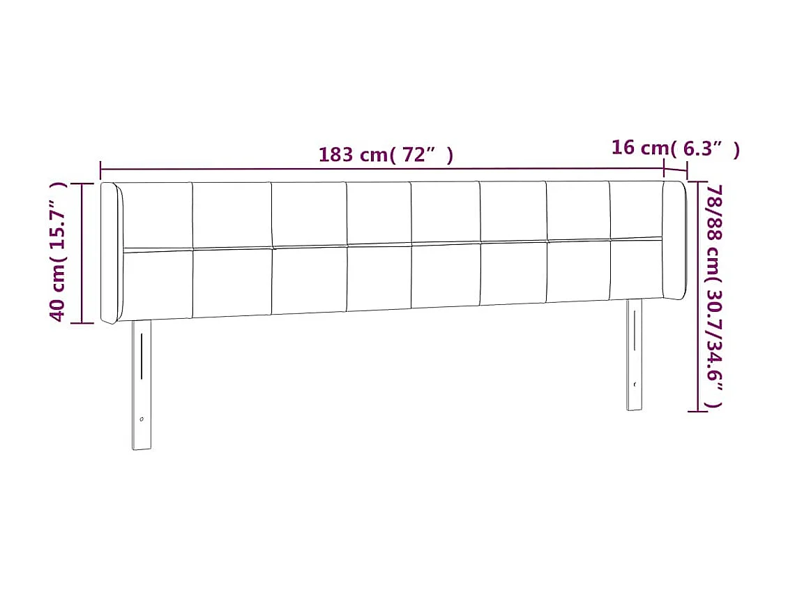 Tête de lit avec oreilles Bleu foncé 183x16x78/88 cm Velours