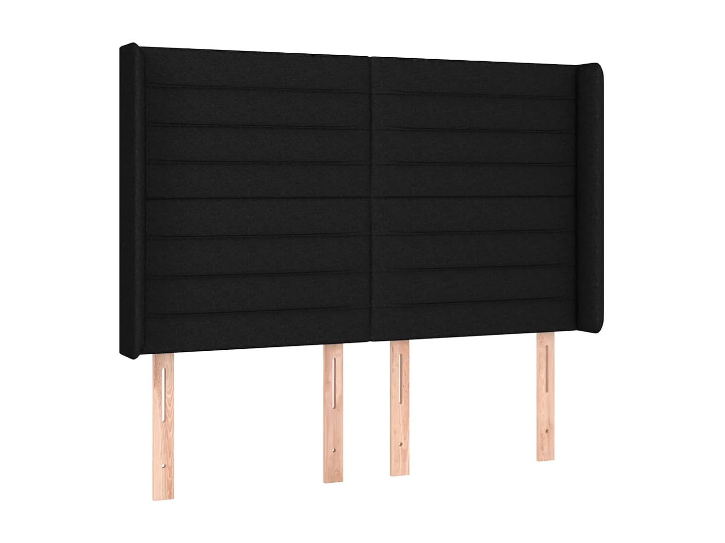 Cabecero con orejas de tela negro 147x16x118/128 cm
