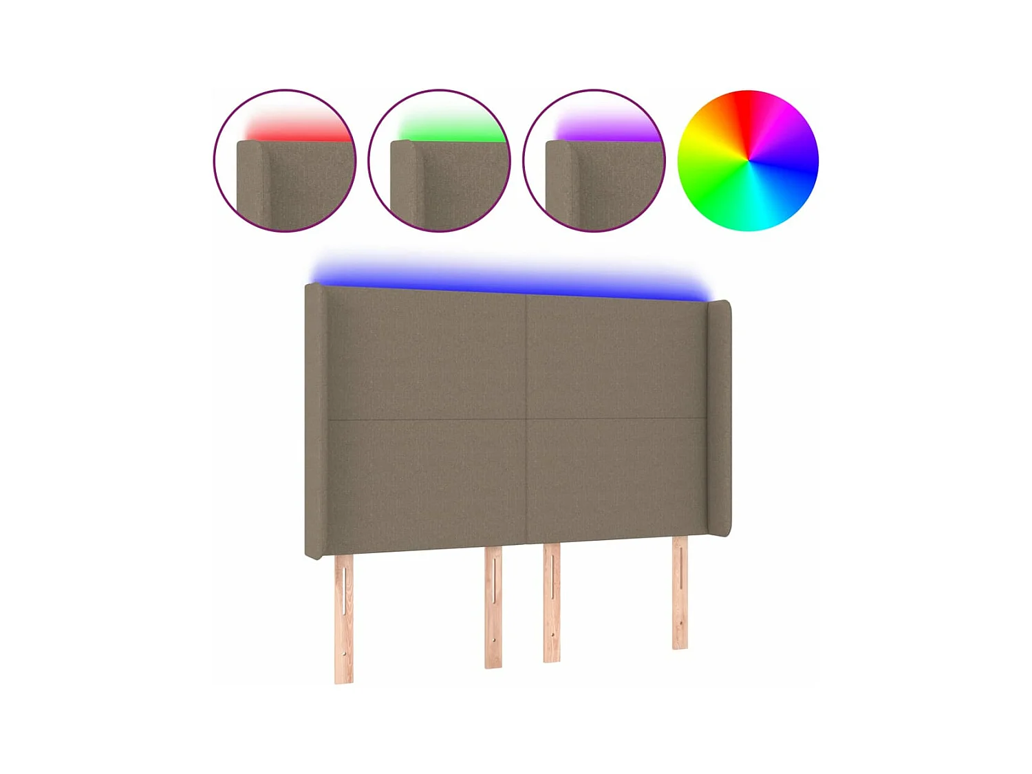 Tête de lit à LED Taupe 147x16x118/128 cm Tissu